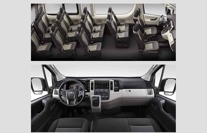 Tampilan kabin dan deretan kursi Toyota Hiace baru