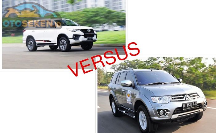 Ilustrasi Toyota Fortuner dengan Mitusbishi Pajero Sport