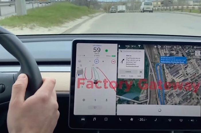 Ilustrasi sistem berkendara Full Self-Driving pada mobil Tesla