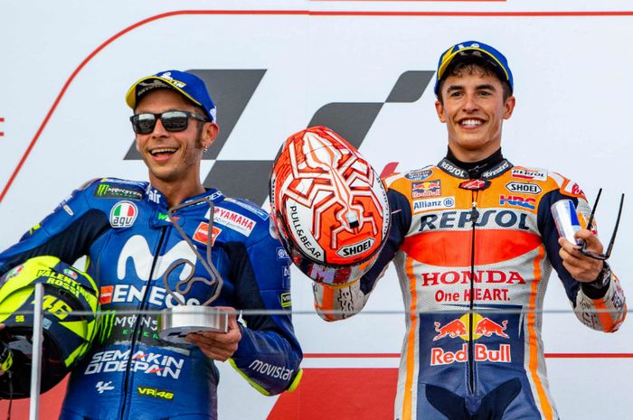Valentino Rossi dan Marc Marquez di MotoGP Jerman 2018