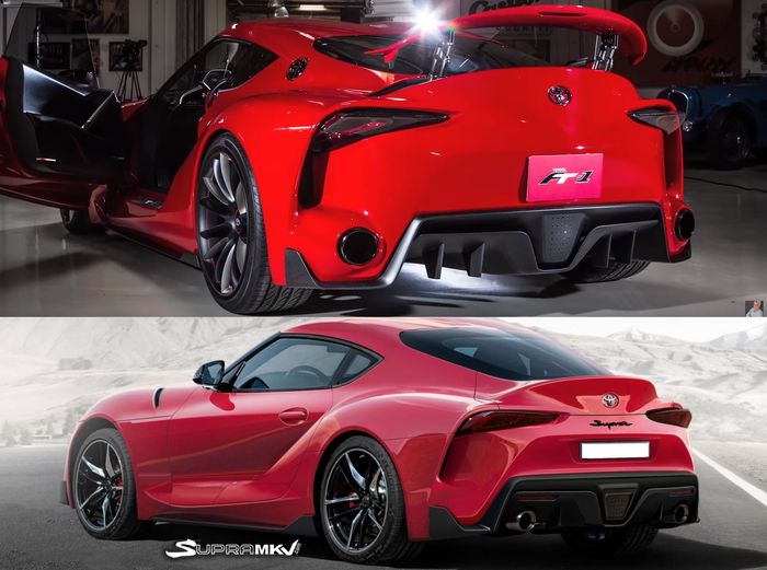 Buritan Toyota Ft-1 concept (atas) dan Toyota Supra baru (bawah)