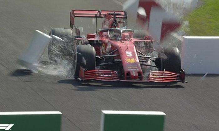 Sebastian Vettel bablas akibat rem blong ketika balapa F1 Italia 2020 memasuki lap keenam