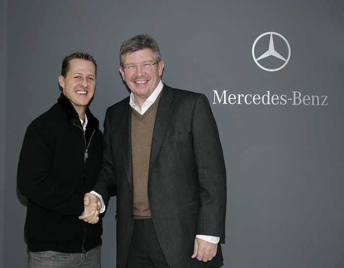 Michael Schumacher dan bos tim Mercedes, Ross Brawn
