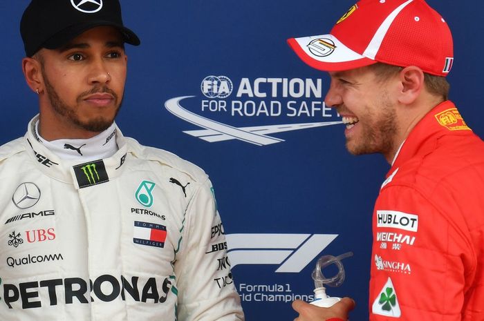 Lewis Hamilton dan Sebastian Vettel di GP F1 Spanyol