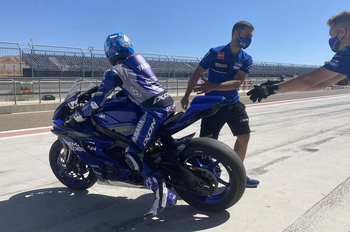 galang Hendra saat menjalani sesi FP1 WorldSSP Alcaniz 2020 di sirkuit Aragon, Spanyol