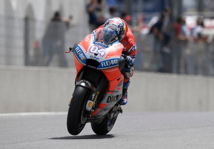 Andrea Dovizioso saat beraksi di sirkuit Mugello, Italia hari Jumat