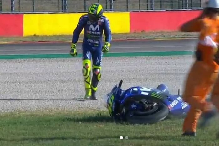 Valentino Rossi crash di FP3 MotoGP Aragon