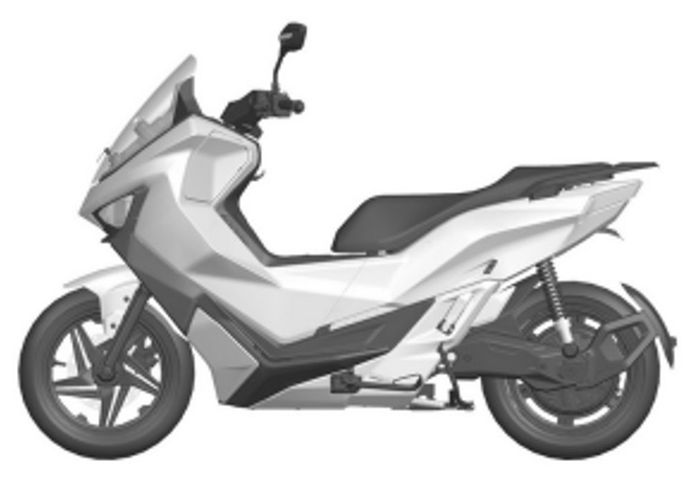 Motor listrik MAKA Motors berkelas maxi dengan tampilan depan agresif, dan sisi samping hingga belakang yang elegan