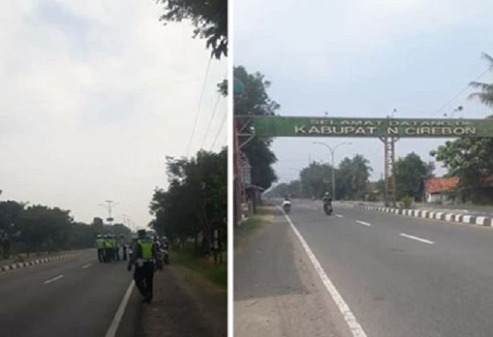 Oknum polisi lakukan pungli di sepanjang jalur Cirebon, Jawa Barat.