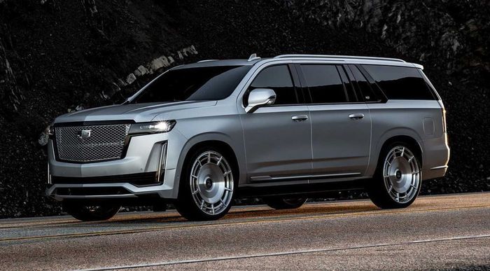 Cadillac Escalade ESV ditopang pelek khusus