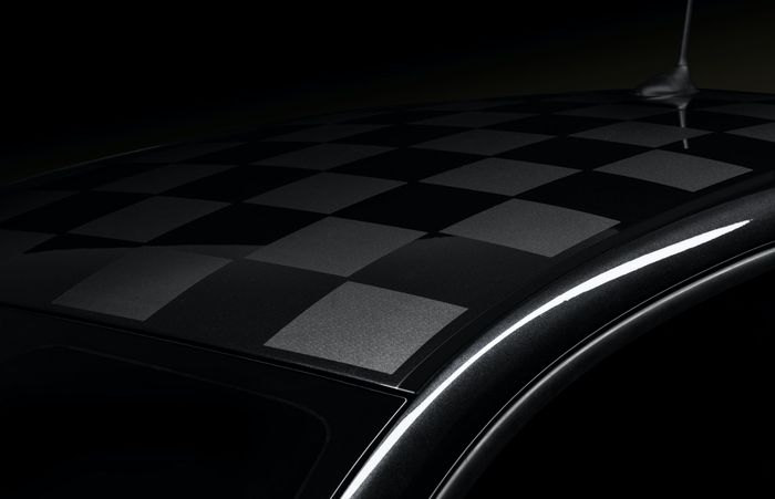 Atap berhias checkered flag warna hitam dof