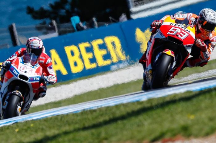 Andrea Dovizioso alami insiden jatuh di latihan bebas 4 (FP4) dan Marc Marquez mengalaminya di latihan bebas ketiga (FP3)