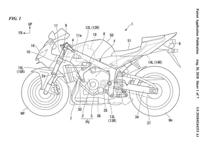 Aplikasi paten sasis yang dibuat Hondadi dalam desain CBR600RR