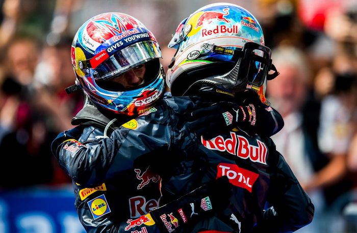 Dua pembalap tim Red Bull naik podium pada GP F1 Jerman 2016 yang digelar di sirkuit Hockenheim
