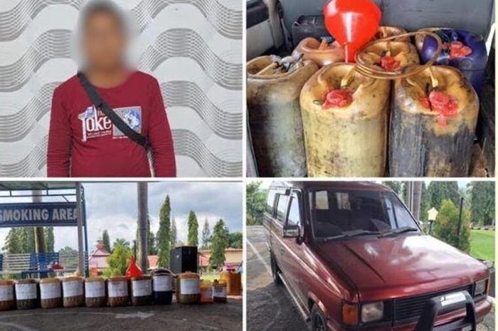 Pelaku penimbunan solar dan beberpa barang bukti berhasil diamankan polisi. Terungkap siluman di kabin Isuzu panther