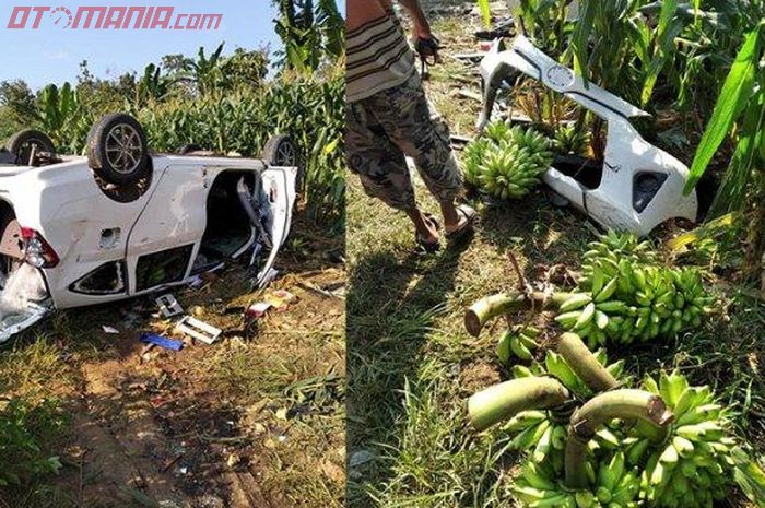 Toyota Calya pencuri pisang hancur sejadi-jadinya dihajar massa di Sukolilo, Pati
