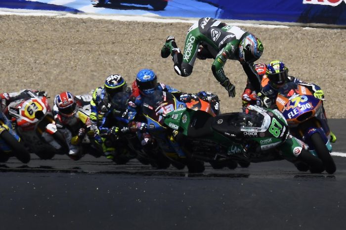 Remy Gardner alami high side di Moto2 Spanyol