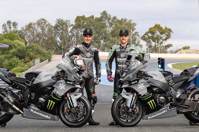 Livery khusus Kawasaki Racing Team pada tes pramusim privat World Superbike di Jerez