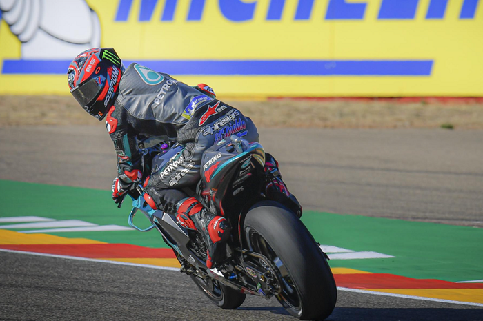 Fabio Quartararo terjun Bebas di MotoGP Aragon 2020 gara-gara salah perhitungan tekanan udara ban