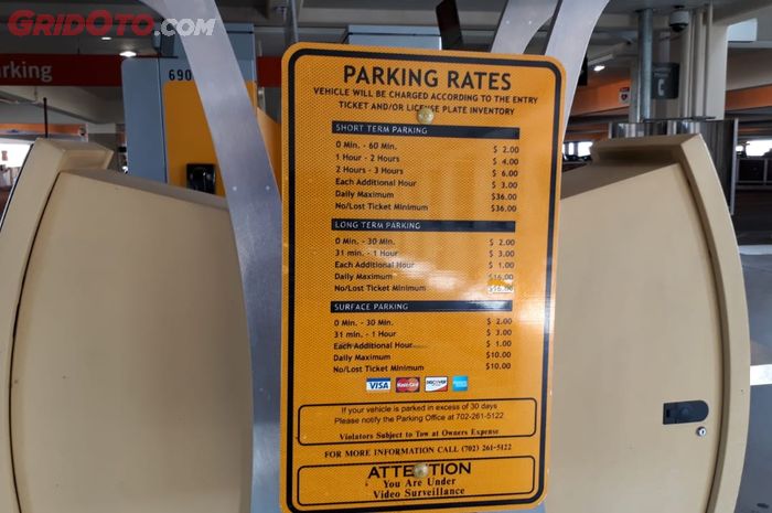 Tarif parkir di Bandara McCarran, Las Vegas