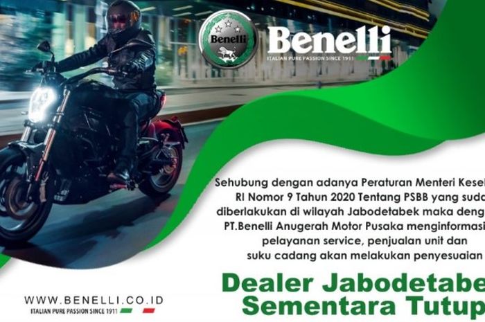 Benelli umumkan penutupan dealer di JABODETABEK