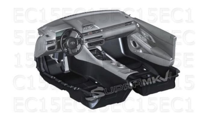 Dasbor Toyota Supra yang dirangkai berdasarkan potongan-potongan gambar yang beredar