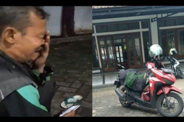 Sopir ojol (Ojek Online) di Bogor menangis usai motornya hilang di parkiran masjid Cijahe
