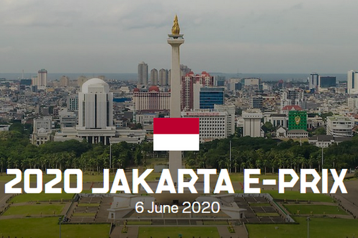 Tugu Monas dipasang di laman Formula E, sebagai pemberitahuan Jakarta menggelar balap Formula E tahun 2020