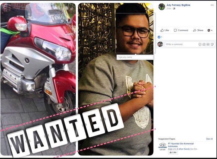 Posting pencarian Honda Gold Wing yang hilang dibawa kabur