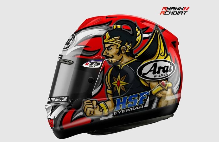 Desain sisi kiri helm Wahyu Aji Trilaksana