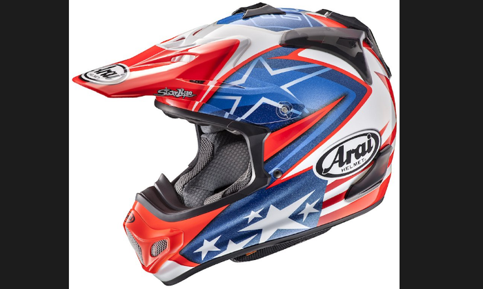 Arai juga membuat livery yang sama pada helm untuk motocross ini dengan kode VX-Pro4