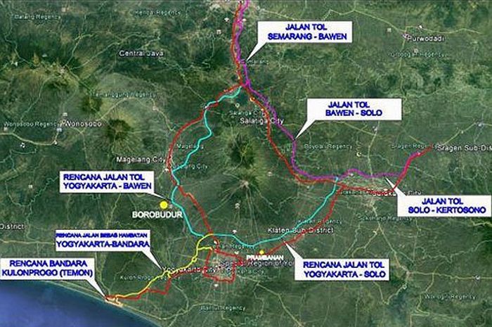 Ilustrasi rencana jaringan jalan bebas hambatan Yogyakarta Jawa Tengah 