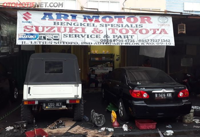 Ari Motor, Bengkel Spesialis Suzuki dan Toyota di BSD Autoparts, Tangerang Selatan.