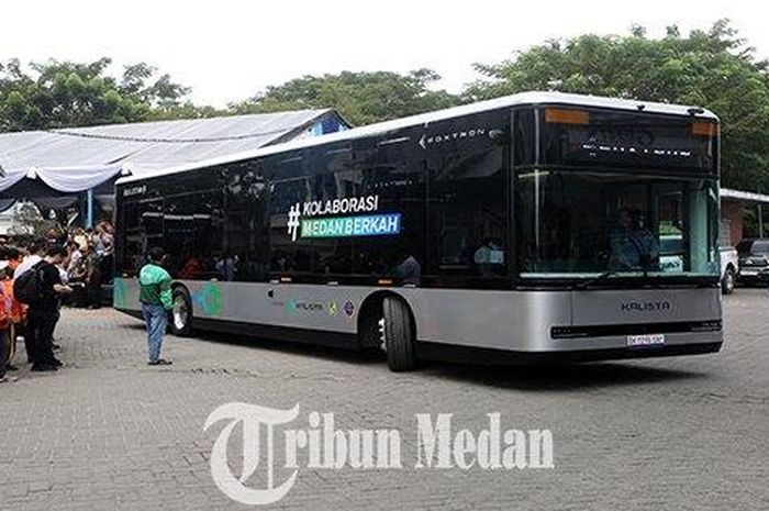 Bus listrik gratis di Kota Medan resmi beroperasi, Kamis (4/1/2024).