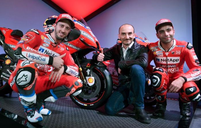 CEO Ducati, Claudio Domenicali bersama Andrea Dovizioso dan Danilo Petrucci