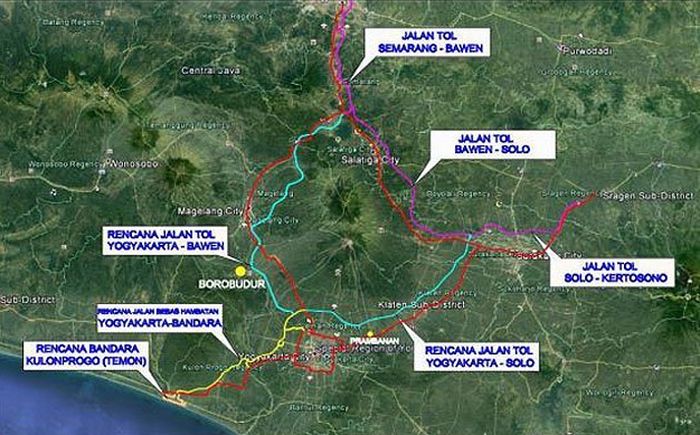Ilustrasi rencana jaringan jalan bebas hambatan Yogyakarta Jawa Tengah