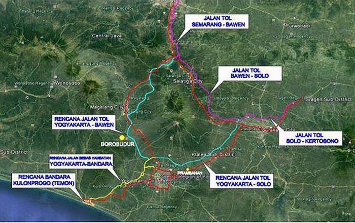 Ilustrasi rencana jaringan jalan bebas hambatan Yogyakarta Jawa Tengah