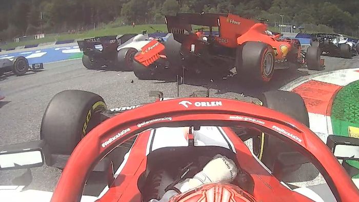 Sebastian Vettel dan Charles Leclerc crash di lap pertama F1 Stiria