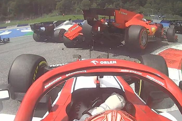 Sebastian Vettel dan Charles Leclerc crash di lap pertama F1 Stiria