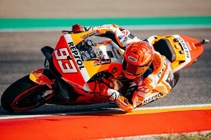 Pembalap Repsol Honda, Marc Marquez keluar sebagai yang terkencang dalam latihan bebas keempat alias FP4 MotoGP Aragon 2021