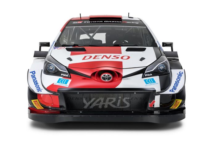 Tampak depan livery mobil reli Toyota Yaris tim Toyota Gazoo Racing untuk WRC 2021