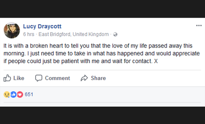 Lucy Draycott menyatakan duka mendalam atas meninggalnya orang yang paling dicintai dalam hidupnya, Daniel Hegarty