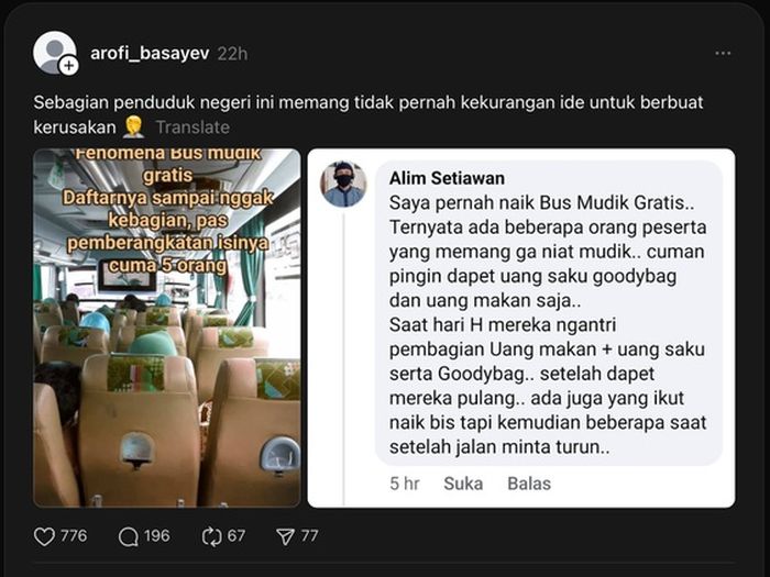 Fenomena daftar mudik gratis sulit tapi kenyataannya yang berangkat sedikit