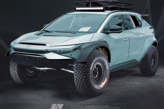 Digital modifikasi mobil baru Toyota bZ4X tampil brutal ala mobil rally dakar