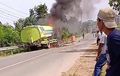 Jalan Lintas Timur Mencekam, Truk Tanki Terbakar Usai Tabrak dan Seret Motor Belasan Meter, Ayah Anak Jadi Korban