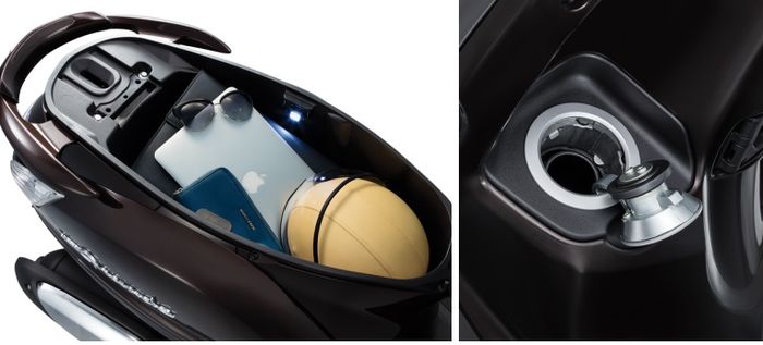 Bagasi luas karena posisi tangki ada di depan, degan mulut tangki di dek bagian kiri depan