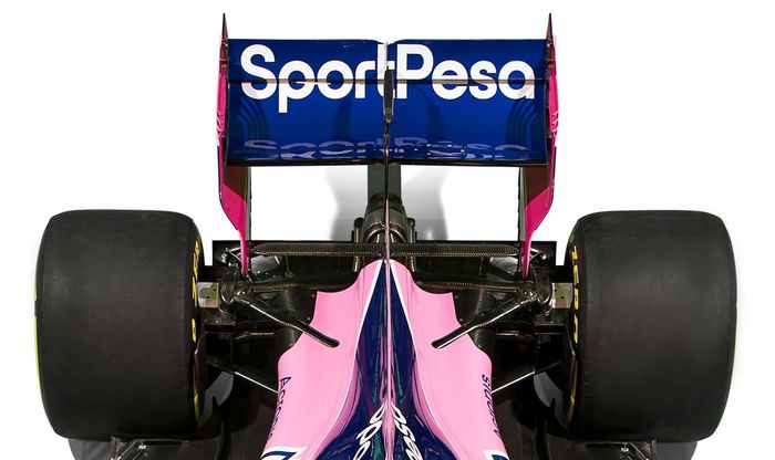 Penampakan sayap belakang mobil F1 tim Racing Point