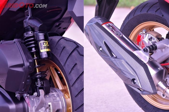 Knalpot Proliner dan sokbreker RCB untuk Honda Vario 160