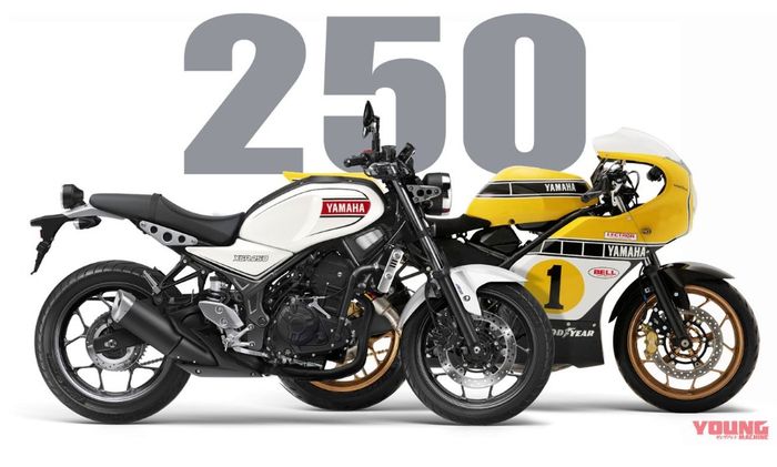 Renderan Yamaha XSR250 (kiri) dari Young Machine