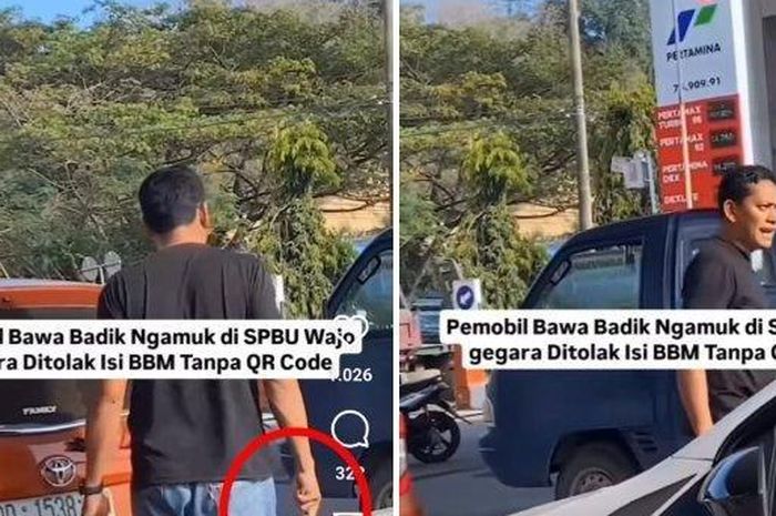 Viral sosok pengemudi mobil ngamuk bawa badik dan acungkan ke petugas SPBU. Emosi gara-gara aturan barcode